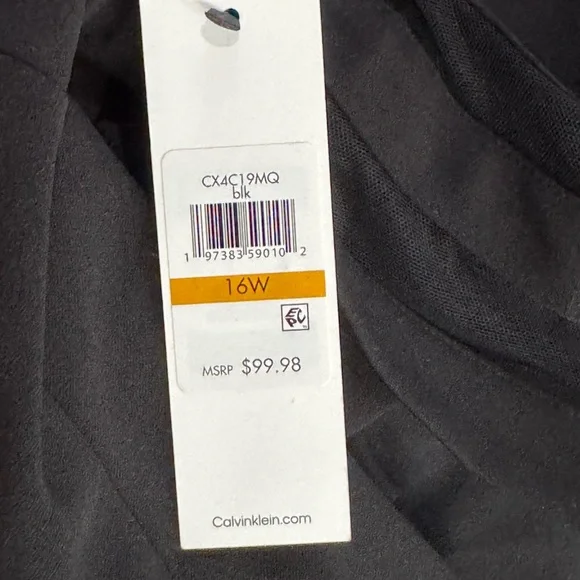 NWT Calvin Klein Black Dress Sheer cuff Sleeves and hem Knee length 16W 18W - Picture 12 of 12